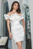 Load image into Gallery viewer, White Bodycon Off the Shoulder Short Graduation Dress