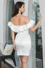 Load image into Gallery viewer, White Bodycon Off the Shoulder Short Graduation Dress