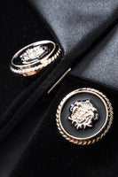 Load image into Gallery viewer, Black Slim Fit Buttoned Velvet Women Blazer