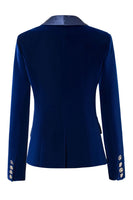 Load image into Gallery viewer, Black Slim Fit Buttoned Velvet Women Blazer