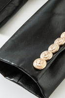 Load image into Gallery viewer, Black PU Double Breasted Women Blazer