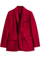 Load image into Gallery viewer, Burgundy Long Sleeves One Button Women Blazer