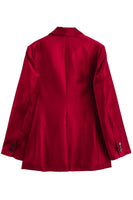 Load image into Gallery viewer, Burgundy Long Sleeves One Button Women Blazer