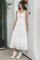 Load image into Gallery viewer, Simple Tea-length Lace White Sleeveless Boho Beach Holiday Dress