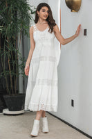 Load image into Gallery viewer, Simple Tea-length Lace White Sleeveless Boho Beach Holiday Dress
