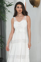Load image into Gallery viewer, Simple Tea-length Lace White Sleeveless Boho Beach Holiday Dress