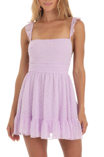 A-Line Square Neck Tie Back Short White Graduation Dress