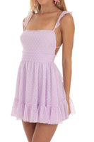 Load image into Gallery viewer, A-Line Square Neck Tie Back Short White Graduation Dress