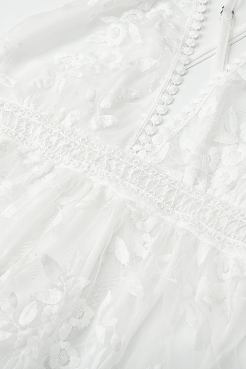 Load image into Gallery viewer, A-Line Spaghetti Straps Cross Back Short White Wedding Dress