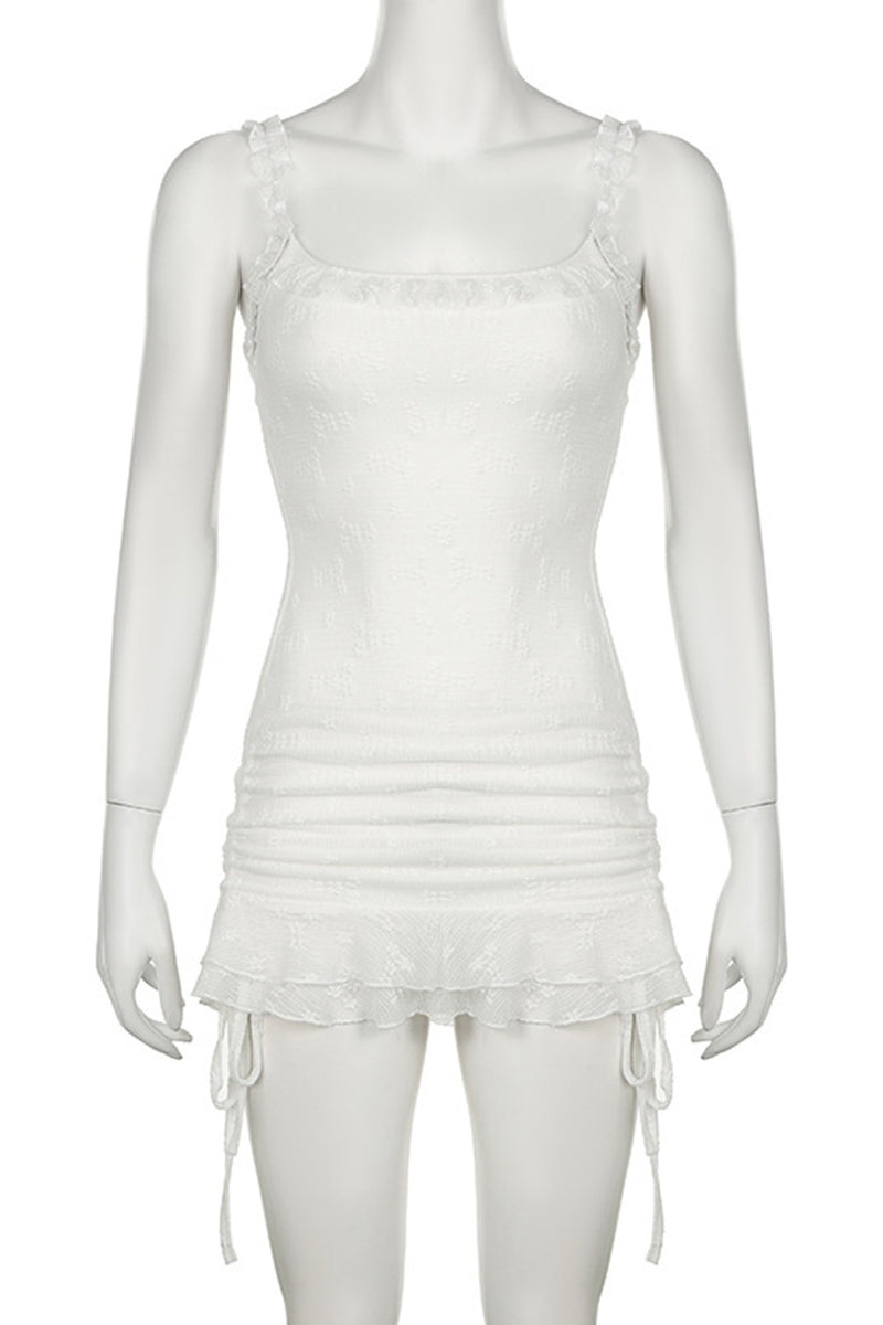 Load image into Gallery viewer, Short Mini Square Neck Tight Little White Dress