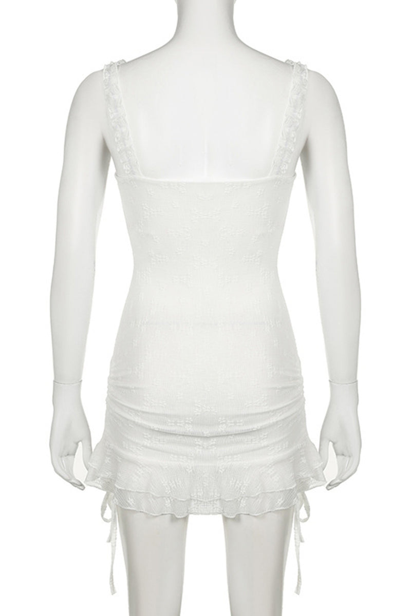 Load image into Gallery viewer, Short Mini Square Neck Tight Little White Dress