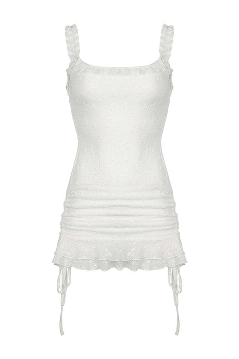Load image into Gallery viewer, Short Mini Square Neck Tight Little White Dress