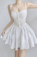 Load image into Gallery viewer, White A-Line Straps Short Mini Graduation Dress