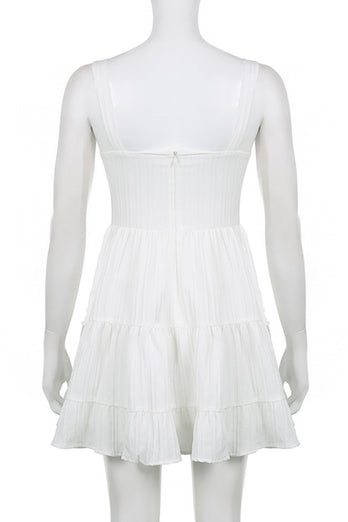 White A-Line Straps Short Mini Graduation Dress