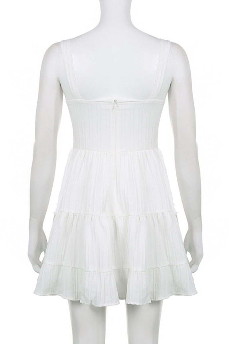 Load image into Gallery viewer, White A-Line Straps Short Mini Graduation Dress