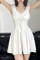 Load image into Gallery viewer, Cute A-Line V-Neck Short Mini White Graduation Dress