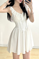 Load image into Gallery viewer, Cute A-Line V-Neck Short Mini White Graduation Dress