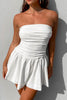 Load image into Gallery viewer, Simple A-Line Strapless Mini Pleaded White Graduation Dress