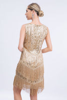 Load image into Gallery viewer, Sparkly Black Fringed 1920s Gatsby Dress with Sequins