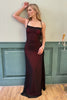 Load image into Gallery viewer, Women Simple Black Red Long Formal Dress with Slit Spaghetti Straps Evening Dress