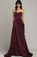 Load image into Gallery viewer, Peacock Satin A Line Strapless Maxi Formal Dress with Slit