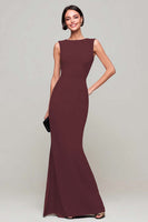 Load image into Gallery viewer, Simple Black Mermaid Boat Neck Long Formal Dress