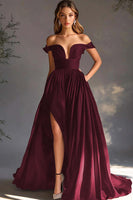 Load image into Gallery viewer, A Line Chiffon Pleated Long Black Tie Dress with Slit
