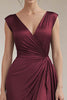 Load image into Gallery viewer, Grey Blue V-Neck Sheath Maxi Ruched Formal Dress with Ruffles