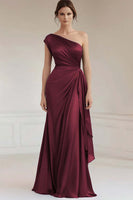 Load image into Gallery viewer, Grey Blue One Shoulder Sheath Long Formal Dress