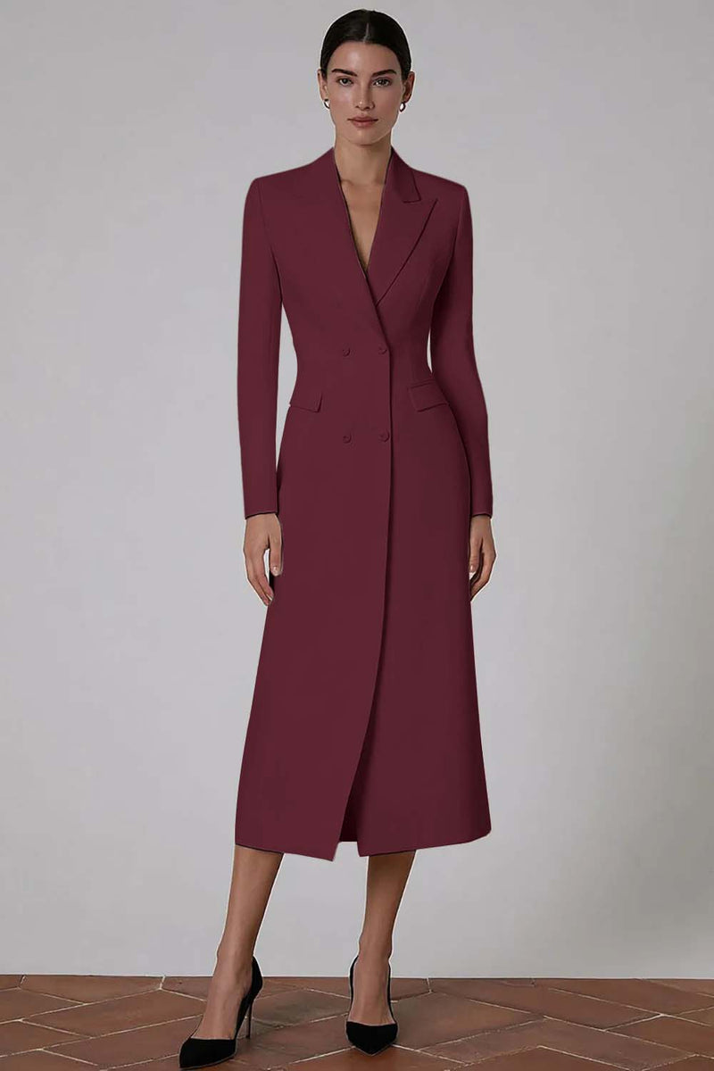 Load image into Gallery viewer, Ivory Peak Lapel Double Breasted Midi Blazer Dress