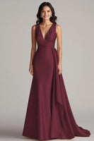Load image into Gallery viewer, Champagne V-Neck Mermaid Satin Maxi Formal Dress