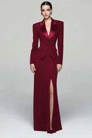 Load image into Gallery viewer, 2 Piece Black Peak Lapel Long Pencil Blazer Dress with Slit