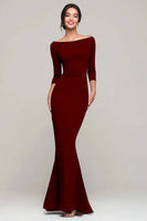 Load image into Gallery viewer, Black Mermaid Boat Neck Maxi Formal Dress with Sleeves