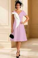 Load image into Gallery viewer, Black and White A Line V Neck Midi Mother of the Bride Dress