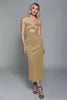 Load image into Gallery viewer, Dusty Blue Sweetheart Cut Out Satin Ankle Length Sheath Formal Dress