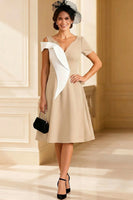 Load image into Gallery viewer, Black and White A Line V Neck Midi Mother of the Bride Dress