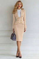 Load image into Gallery viewer, 2 Piece Royal Blue Double Breasted Midi Pencil Business Suits