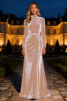 Load image into Gallery viewer, Royal Blue Long Sleeves Mermaid Maxi Velvet Holiday Party Dress with Beading