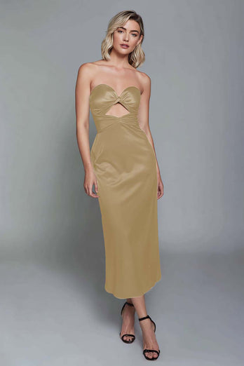 Dark Green Satin Sweetheart Sheath Ankle Length Formal Dress