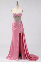 Load image into Gallery viewer, Sparkly Plus Size Mermaid Mint Green Maxi Corset Prom Dress with Slit