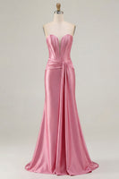 Load image into Gallery viewer, Dark Green Strapless Mermaid Long Corset Prom Dress