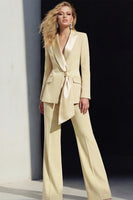 Load image into Gallery viewer, Pink 2 Piece Wide Leg Peak Lapel Business Suits with Sash