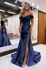 Load image into Gallery viewer, Queendancer Sparkly Dark Navy Beaded Mermaid Long Prom Dress with Slit _1