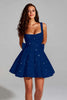 Load image into Gallery viewer, Sparkly White Square Neck Short A Line Prom Dress with Bow