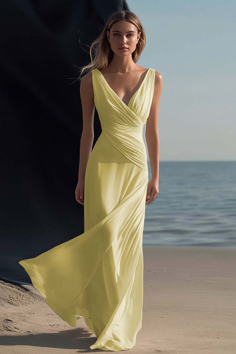 Load image into Gallery viewer, White Sheath V-Neck Chiffon Engagement Dress