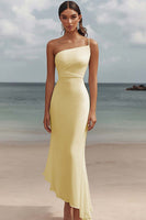 Load image into Gallery viewer, White Chiffon Sheath One Shoulder Engagement Dress