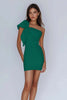 Load image into Gallery viewer, Satin One Shoulder Short White Dress with Bow