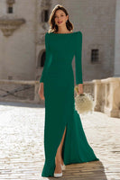 Load image into Gallery viewer, Ivory Bateau Neck Sheath Maxi Bridal Dress with Slit