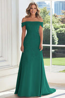 Load image into Gallery viewer, Off The Shoulder Taupe Sheath Mother of the Bride Dress with Lace