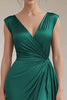 Load image into Gallery viewer, Grey Blue V-Neck Sheath Maxi Ruched Formal Dress with Ruffles